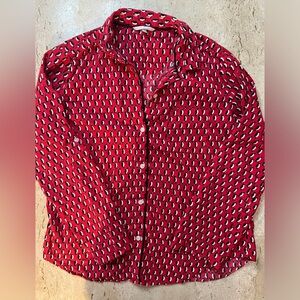 Victoria’s Secret Red Penguin Button Down Sleep Top Size Medium